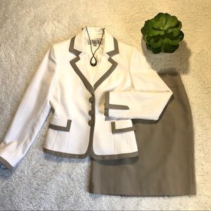 Cream and tan Tahari suit